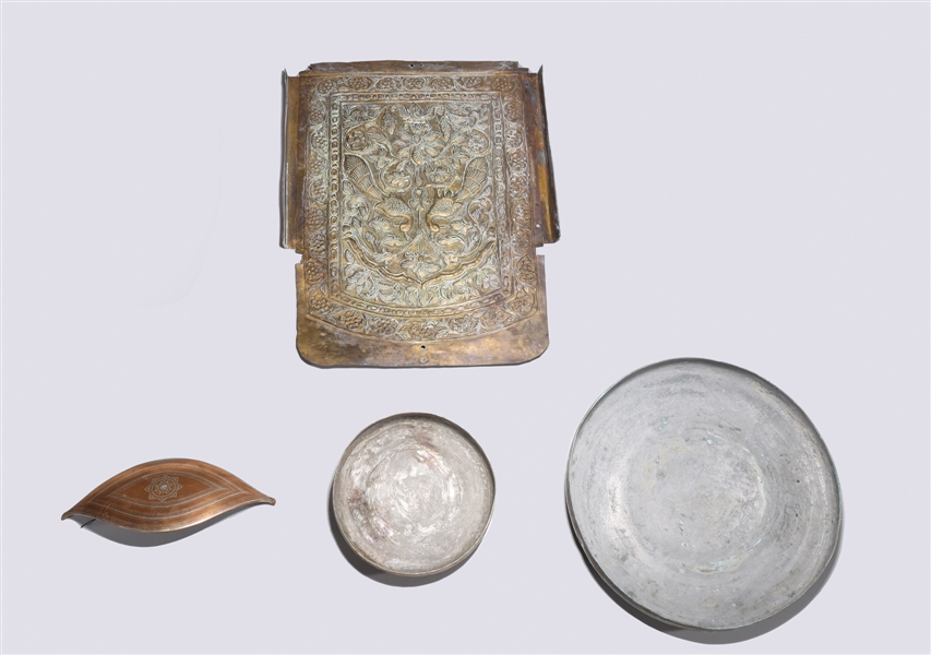 Appraisal: Group of four various Indian metalworks including large brass or