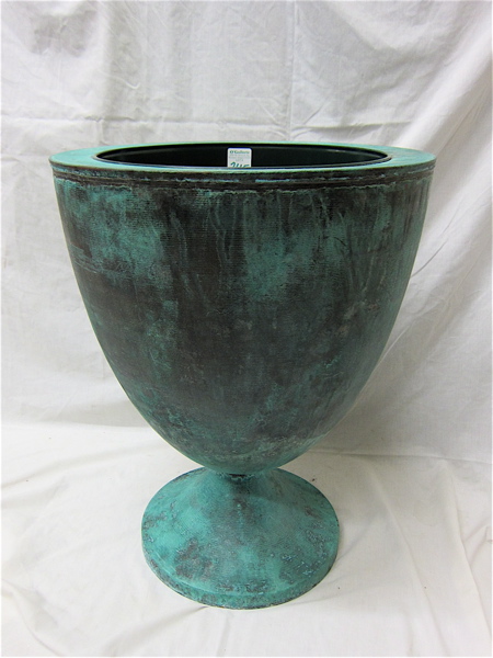 Appraisal: SMITH HAWKEN VERDIGRIS COPPER URN a round footed design with