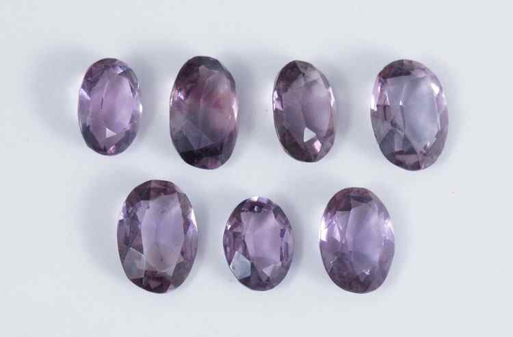 Appraisal: CUT AMETHYST STONES Group of oval mixed cut amethyst stones