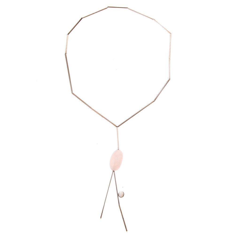 Appraisal: A Betty Cooke Sterling Rose Quartz Necklace Betty Cooke modernist