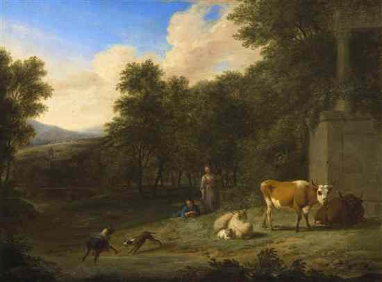 Appraisal: Artist Unknown th th century Pastoral Scene oil on canvas