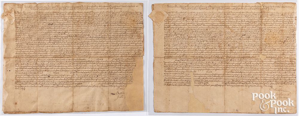 Appraisal: Two William Penn Philadelphia indentures Two William Penn Philadelphia indentures