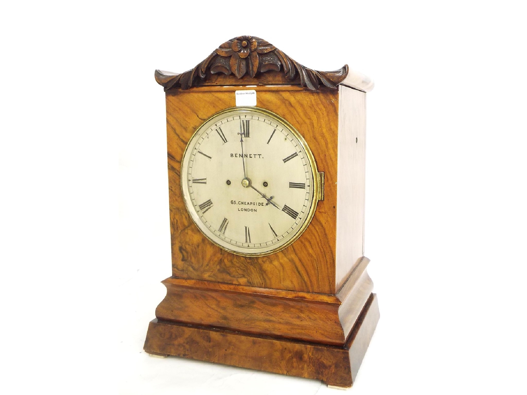 Appraisal: English walnut double fusee bracket clock striking on a bell