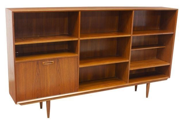 Appraisal: Danish mid-century modern teak sideboard bookcase c s long rectangular