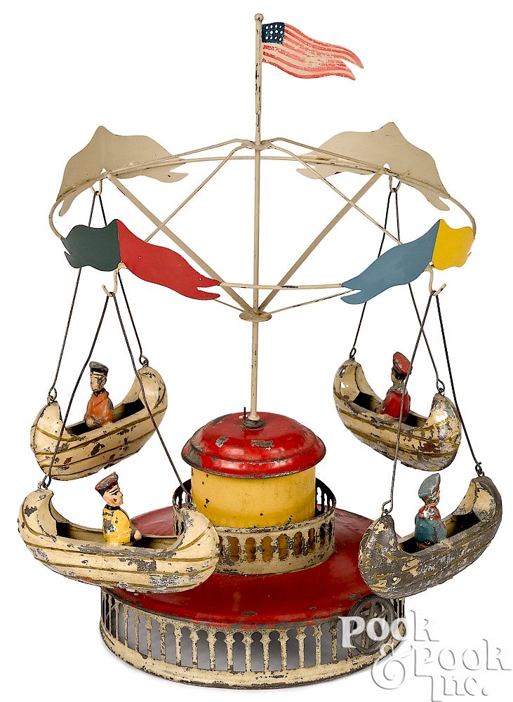 Appraisal: Muller Kadeder boat carousel steam toy accessory Muller Kadeder painted