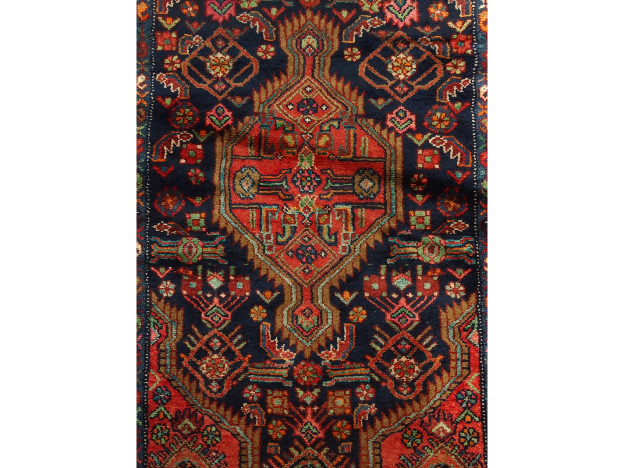 Appraisal: A Hamadan runneron a blue and red ground x m