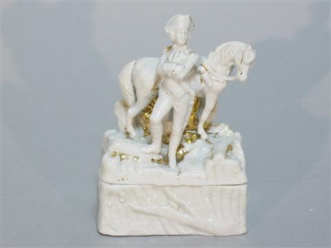 Appraisal: STAFFORDSHIRE FAIRING TRINKET BOX OF GEORGE WASHINGTON The top formed