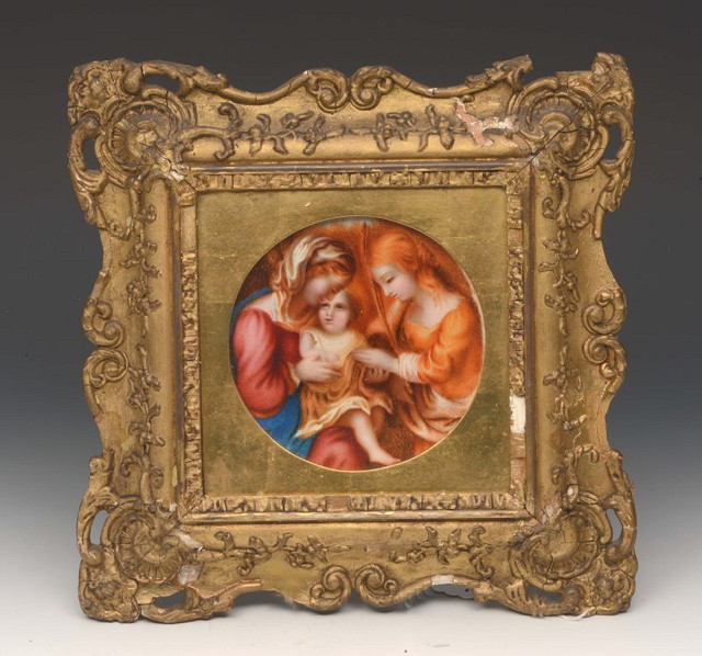 Appraisal: CONTINENTAL SCHOOLA tondo miniature study of The Holy Family possibly