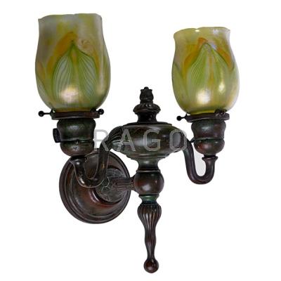 Appraisal: TIFFANY STUDIOS Wall sconce New York s Patinated bronze Favrile