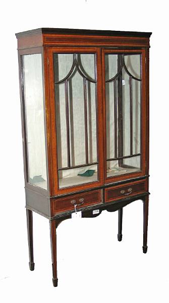 Appraisal: A Federal style inlaid mahogany display cabinet mid th century