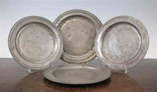 Appraisal: Four Stuart pewter plates late th early th century with