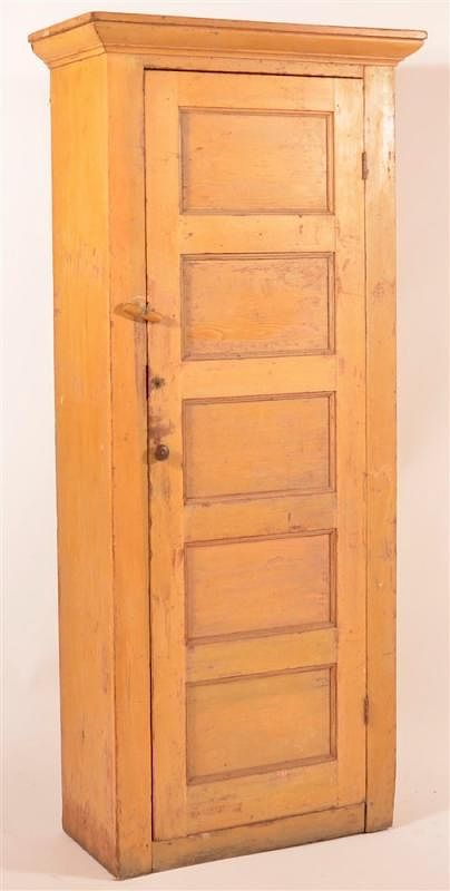 Appraisal: th C One Door Mustard Chimney Cupboard th C Panelled