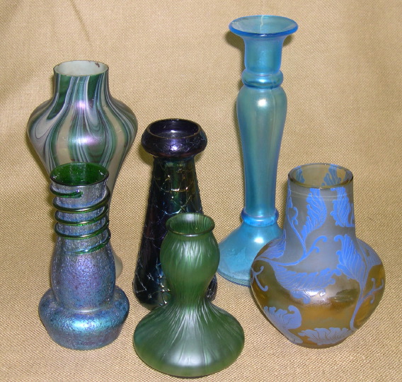 Appraisal: Interesting Six-Piece Collection of Art Nouveau Glass including a rare