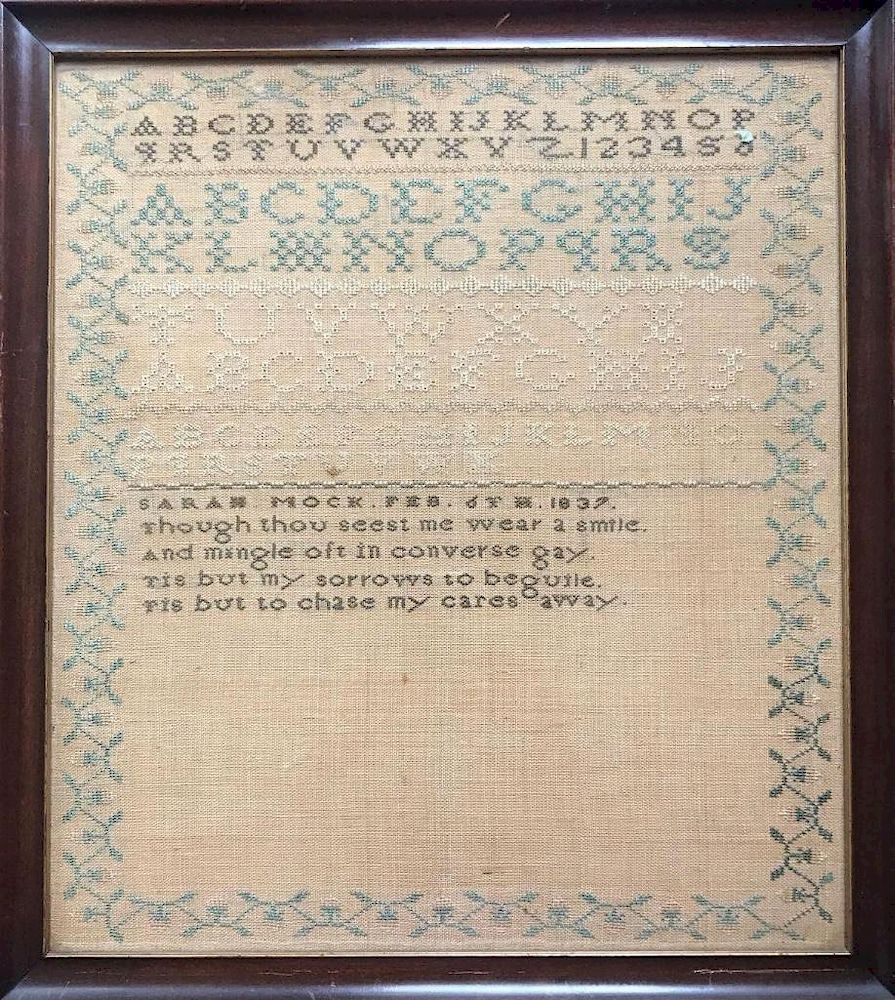 Appraisal: Sampler Sarah Nineteenth Century School Girl Sampler Nineteenth century school