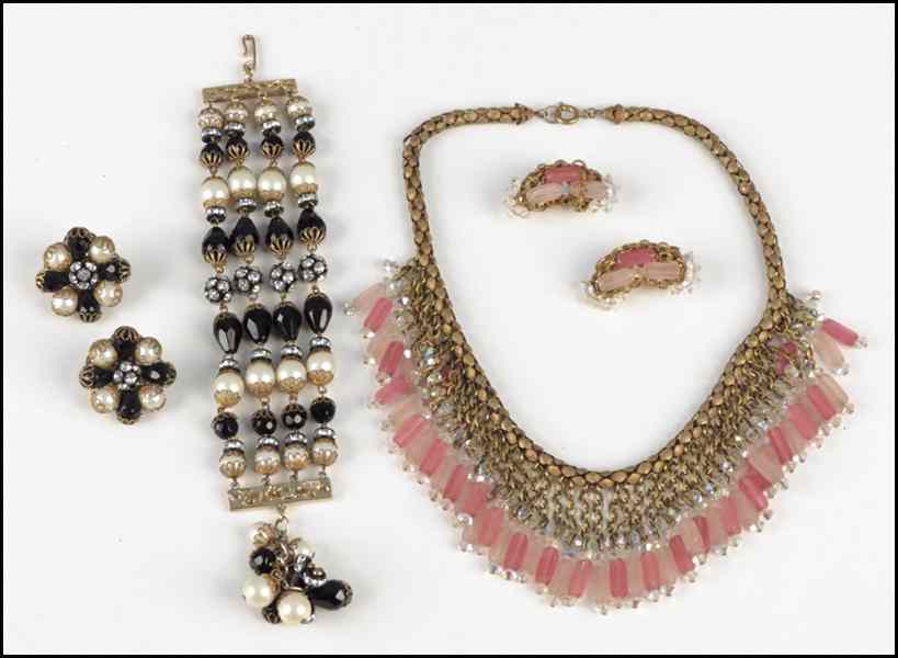 Appraisal: HOBE FAUX PEARL RHINESTONE AND BLACK BEAD DEMI-PARURE Comprised of