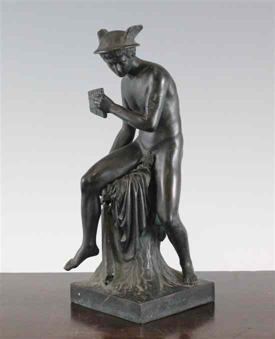 Appraisal: A th century French bronze figure of Mercury seated upon