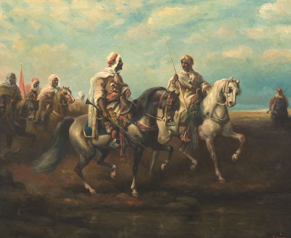 Appraisal: ADOLF HENSEL GERMAN AMERICAN - x image Arab Horsemen Oil