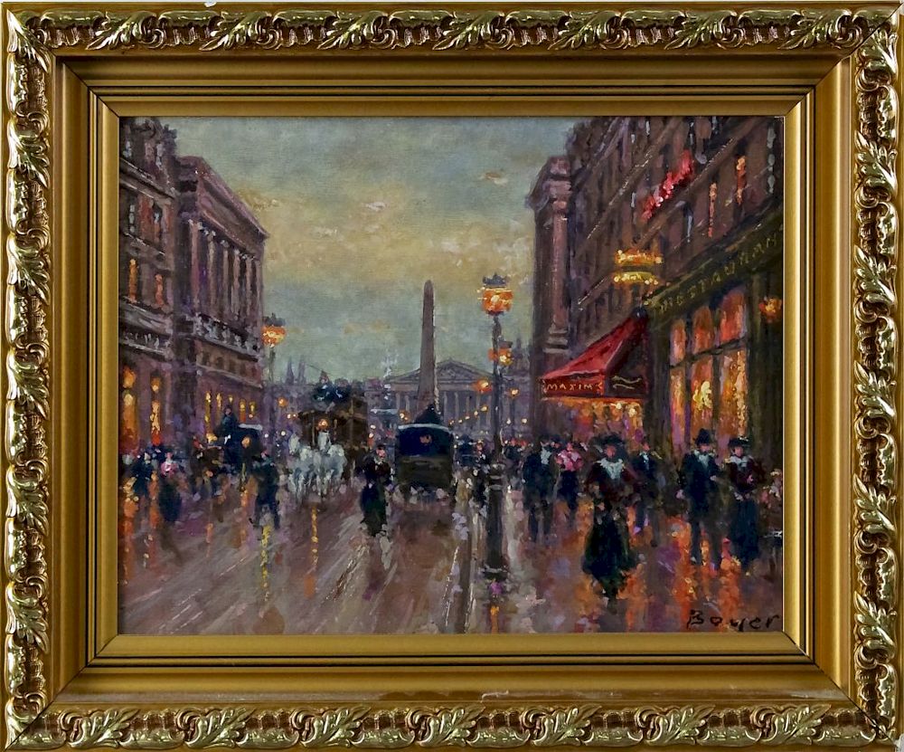 Appraisal: Jean Boyer b French Street Scene Oil Painting Jean Boyer