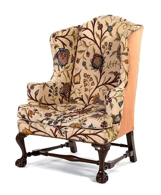 Appraisal: A Chippendale Style Mahogany Wing Armchair A Chippendale Style Mahogany