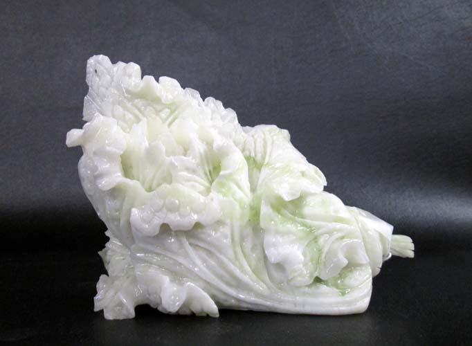 Appraisal: CHINESE LANTIAN JADE CABBAGE sculpted from a tremolite form of