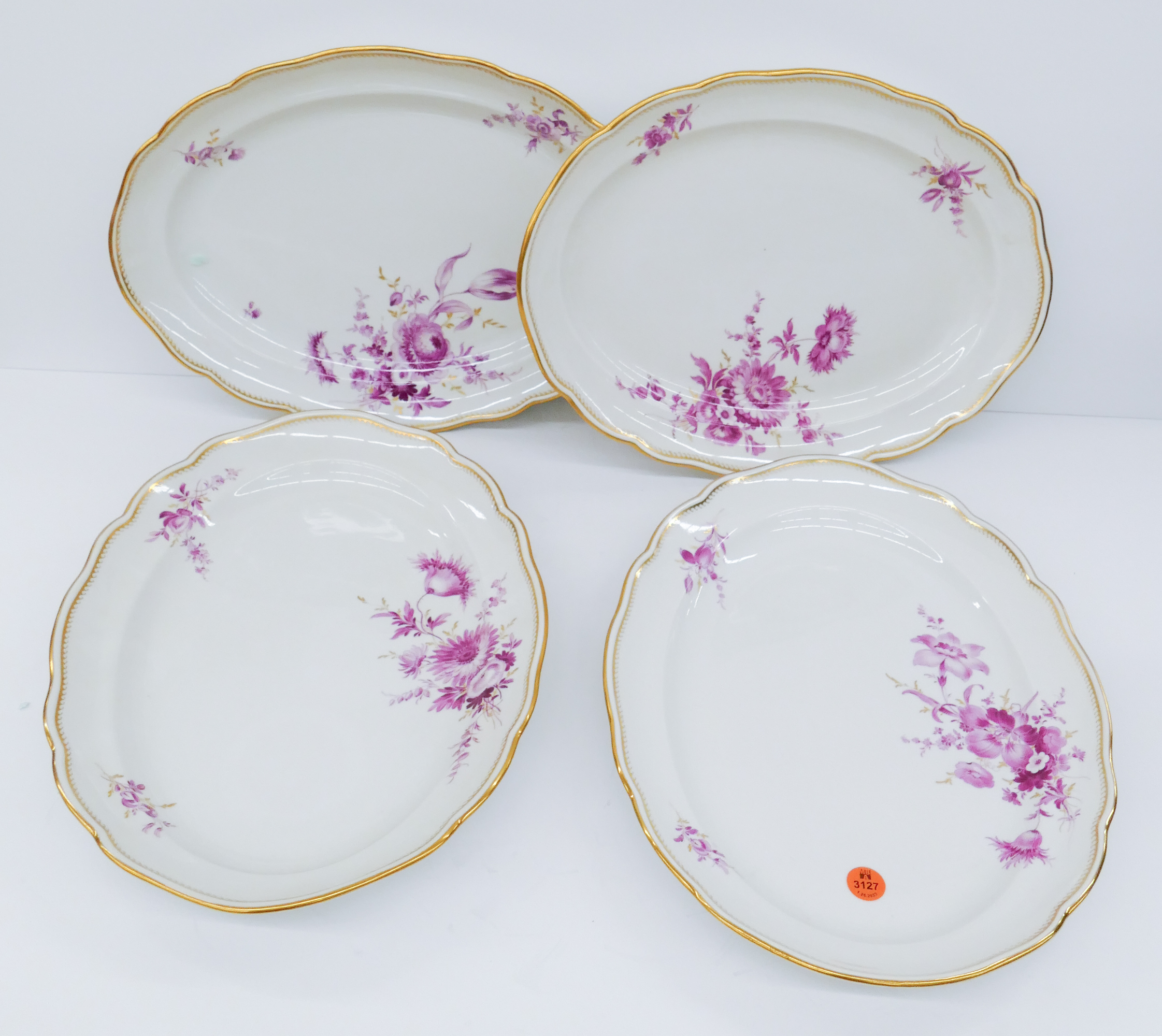 Appraisal: pc Meissen Pink Flower Porcelain Oval Serving Plate Gilt decoration