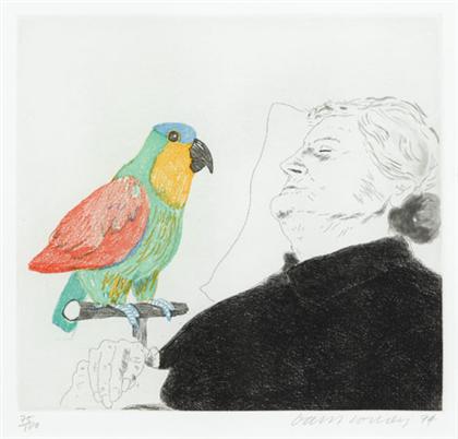 Appraisal: DAVID HOCKNEY british b FELICITE SLEEPING WITH PARROT from 'a