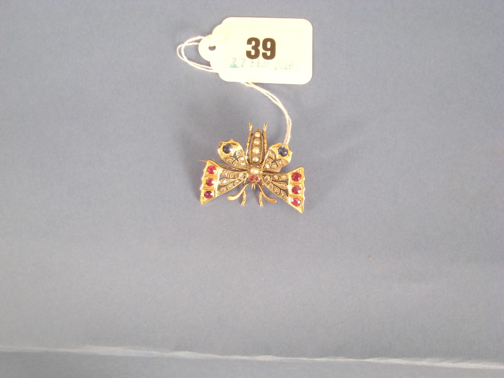 Appraisal: A Gem-set Butterfly Brooch late th Century claw-set with rose-cut