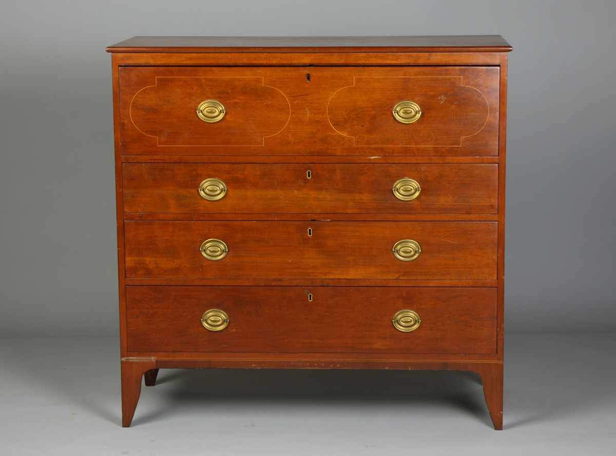 Appraisal: Inlaid Cherry Hepplewhite Chest Replaced brass hardware Ht '' W