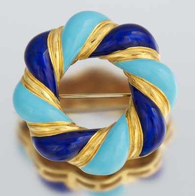 Appraisal: An Italian k Gold and Enamel Brooch k yellow gold