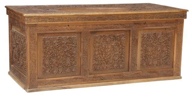 Appraisal: Carved teak storage trunk India early th c the entirety