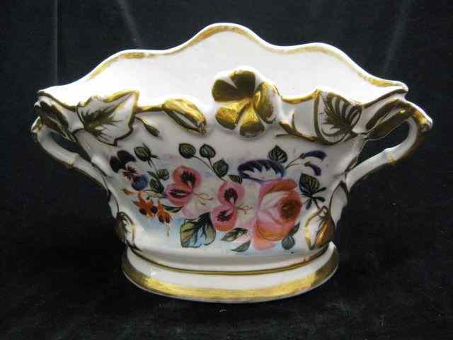 Appraisal: Old Paris Porcelain Planter handpainted floral gold trim '' x