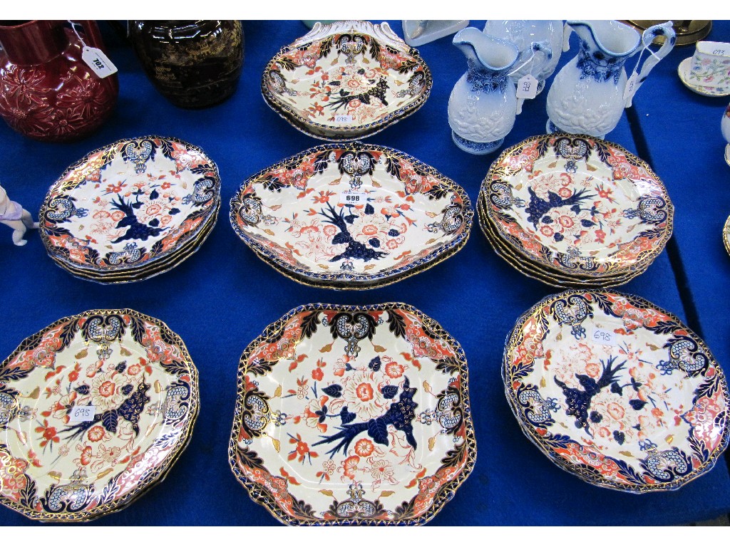 Appraisal: Derby dessert service decorated in the Imari palette comprising plates