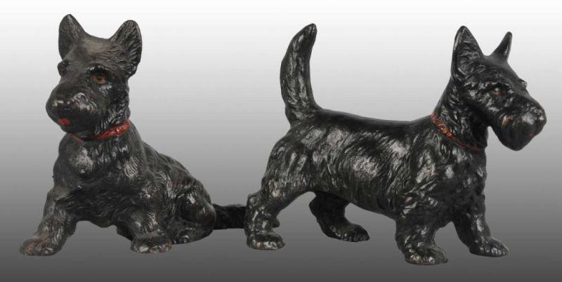 Appraisal: Scottie Dog Cast Iron Bookends Description Made by Hubley Full-figure