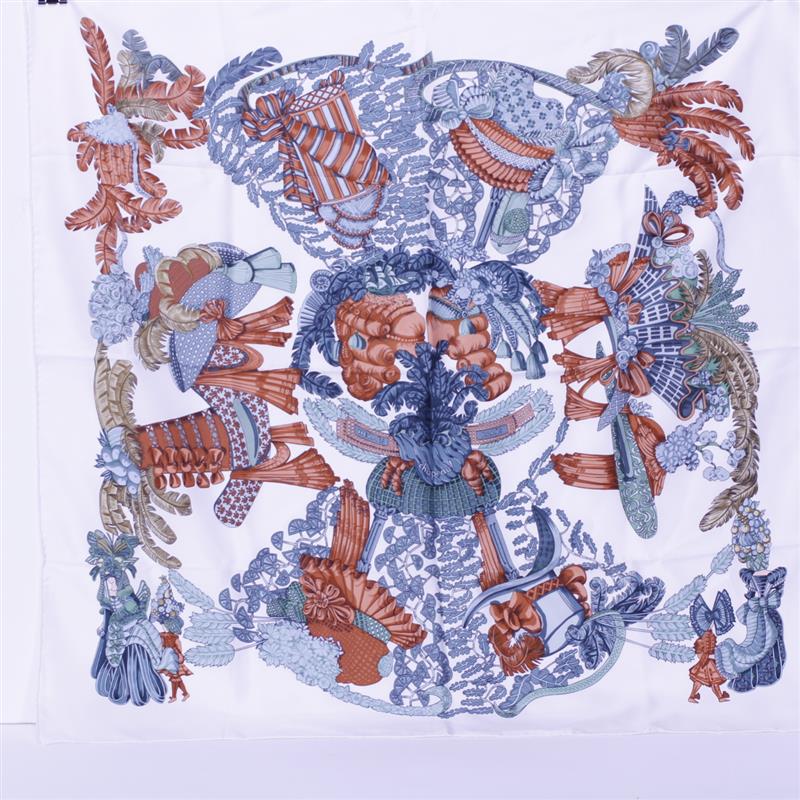 Appraisal: Hermes Paris 'Chapeau ' silk scarf designed by Annie Faivre