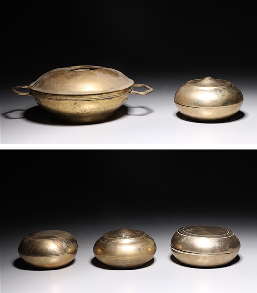 Appraisal: Group of five antique Indian bronze or copper alloy round