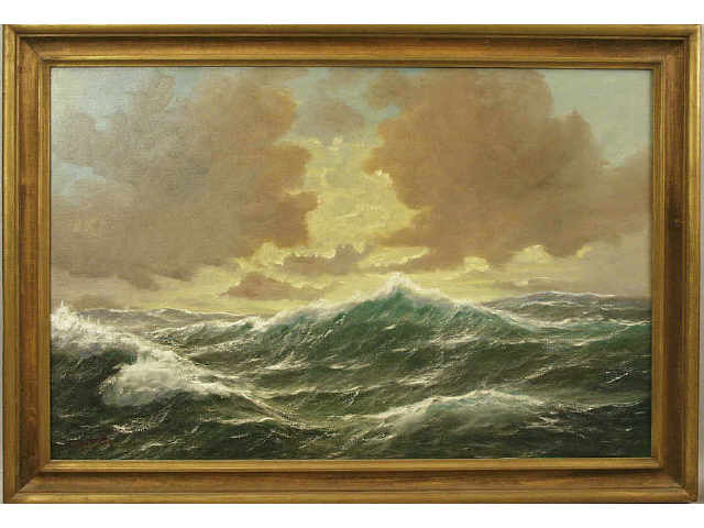 Appraisal: Original framed oil on canvas by A Gaball seascape x