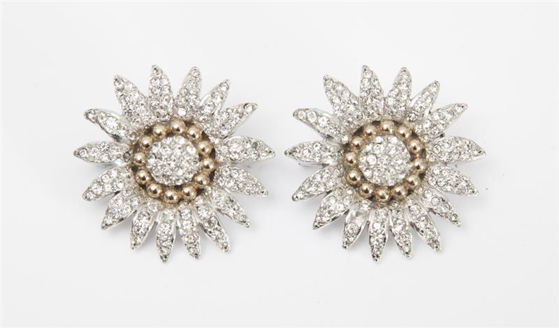 Appraisal: PAIR OF HALLE COSTUME PINS Base metal with simulated diamonds