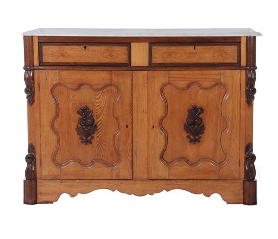 Appraisal: Continental chestnut walnut and marbletop side cabinet late th century