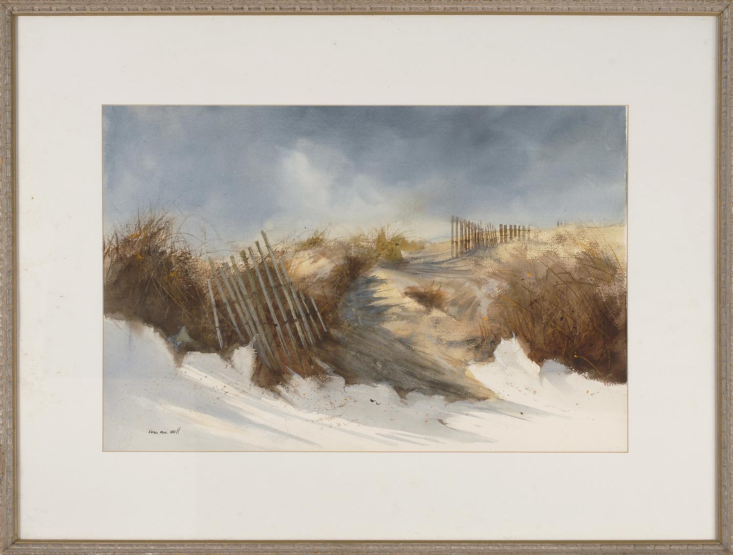 Appraisal: FRAMED WATERCOLOR FRED MACNEILL Windswept dunes Signed lower left Fred