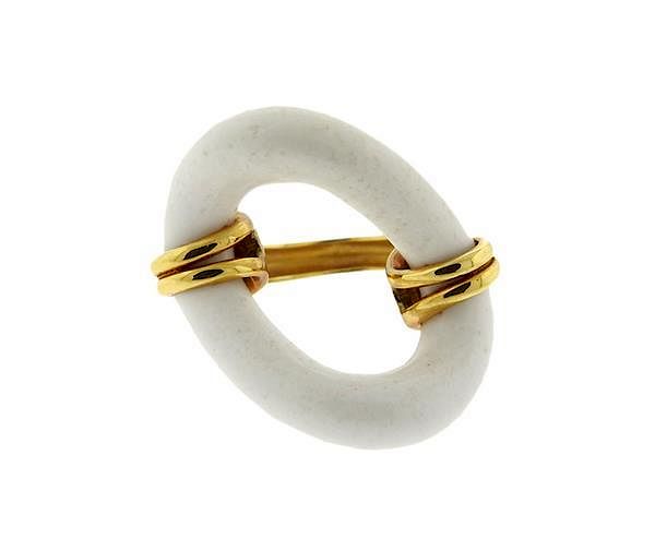 Appraisal: K Gold White Porcelain Open Ring METAL K Gold GEMSTONES