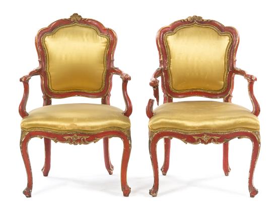 Appraisal: Sale Lot A Pair of Venetian Painted Armchairs late th