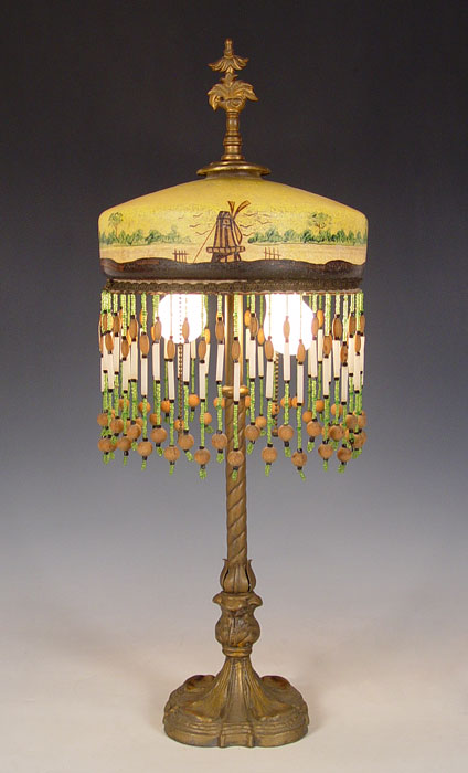 Appraisal: PREMIER MFG VINTAGE REVERSE PAINTED TABLE LAMP Base signed ''Premier