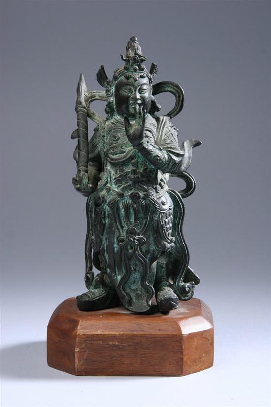 Appraisal: CHINESE BRONZE FIGURE OF A WARRIOR - in high Hairline