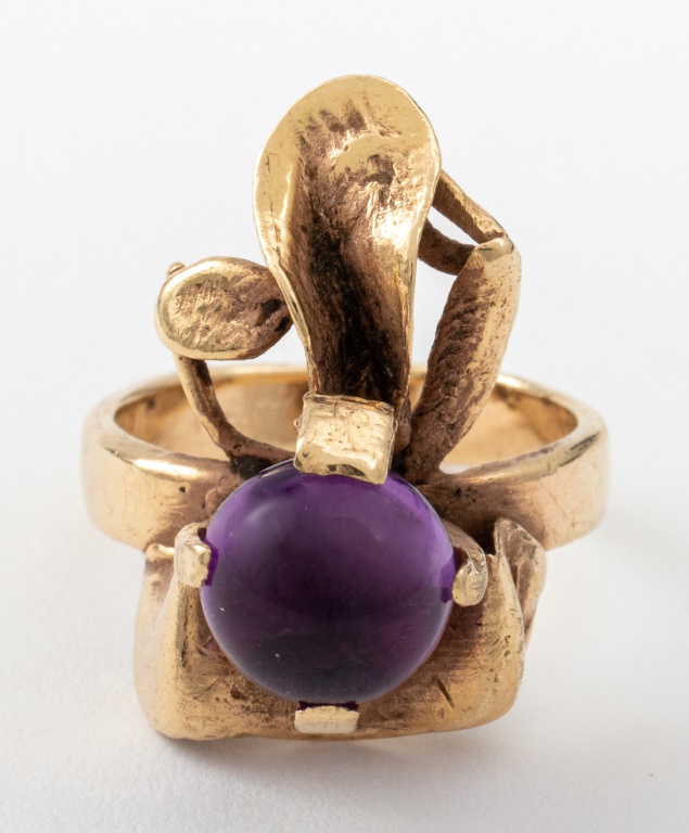 Appraisal: RETRO MODERN K YELLOW GOLD AMETHYST RING Retro modern K