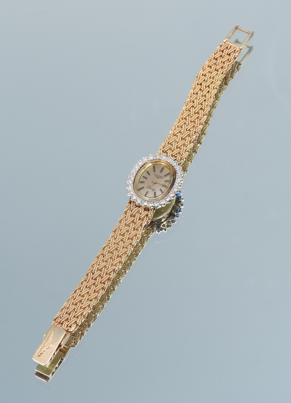 Appraisal: VINTAGE LADIES LONGINES K DIAMOND QUARTZ WATCH Lovely vintage K