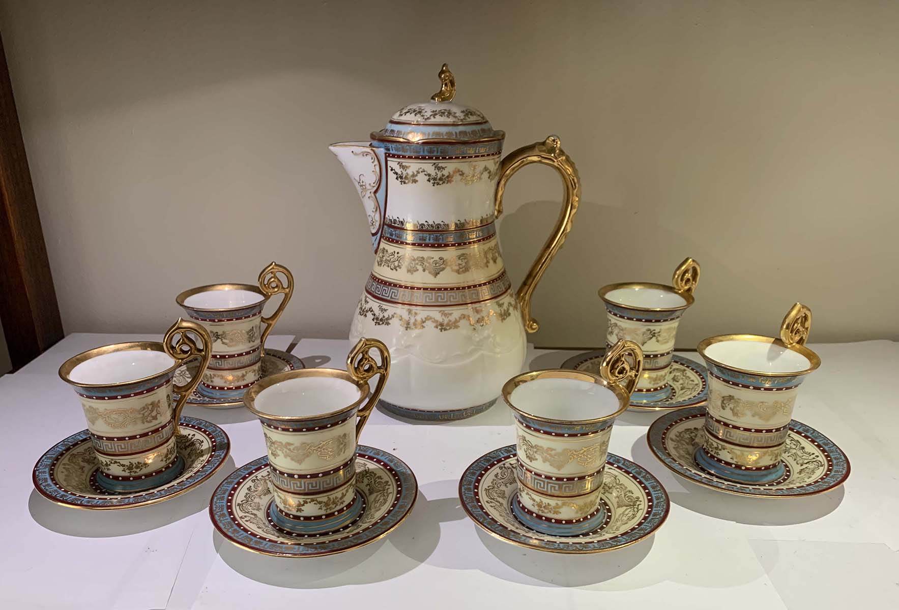 Appraisal: ROYAL VIENNA TEA SET Comprising - Teapot - Cups -