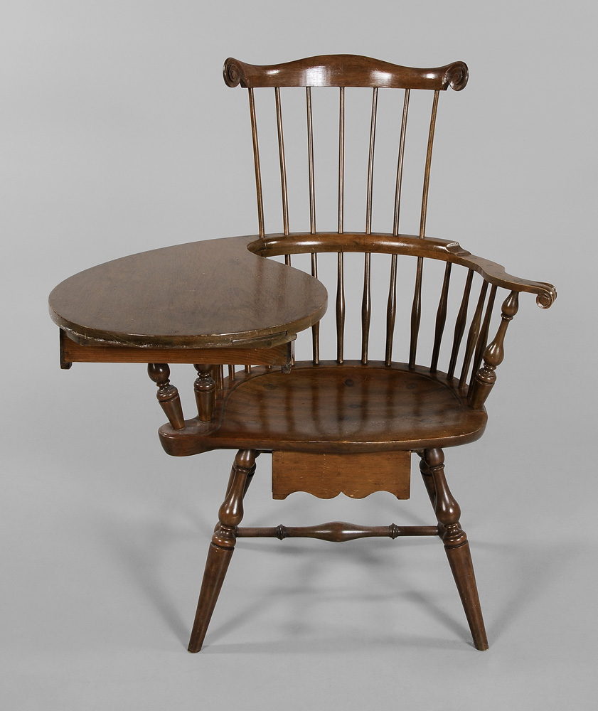 Appraisal: Nutting Writing-Arm Windsor Style Chair Wallace Nutting American th century