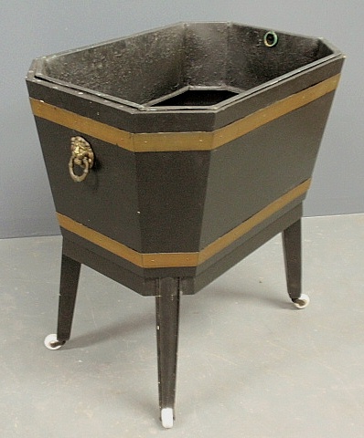 Appraisal: - Regency style standing wine cooler with black paint decoration