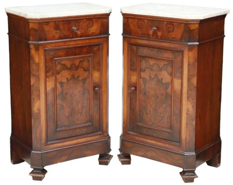 Appraisal: pair Italian marble-top bedside cabinets late th c case in