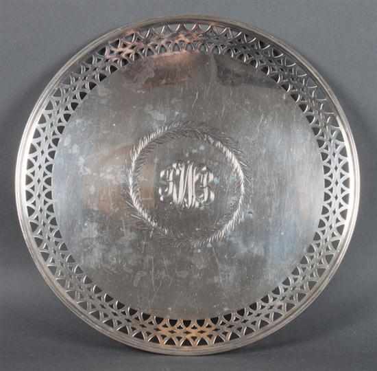 Appraisal: American sterling silver reticulated cake plate Alvin first half th-century